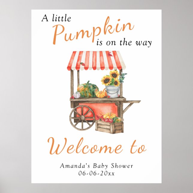 Poster Citrouille est sur le chemin Baby shower de bienve (Devant)