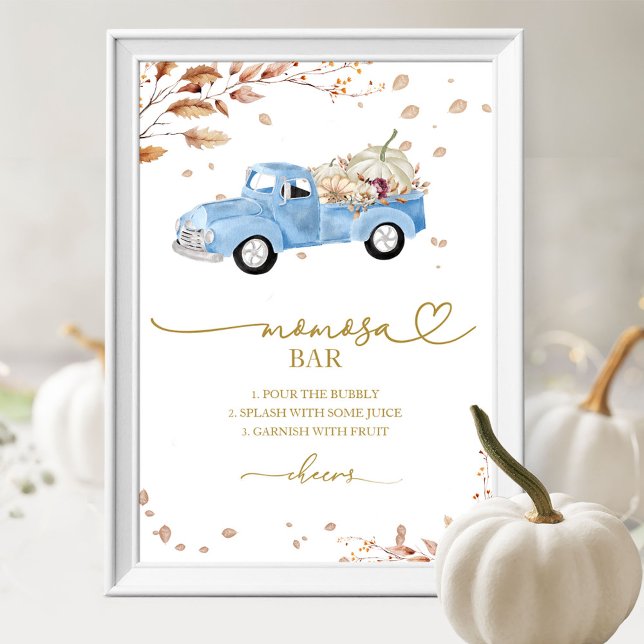 Poster Citrouille Fall Boy Baby shower MOMosa Bar Sign (Créateur téléchargé)