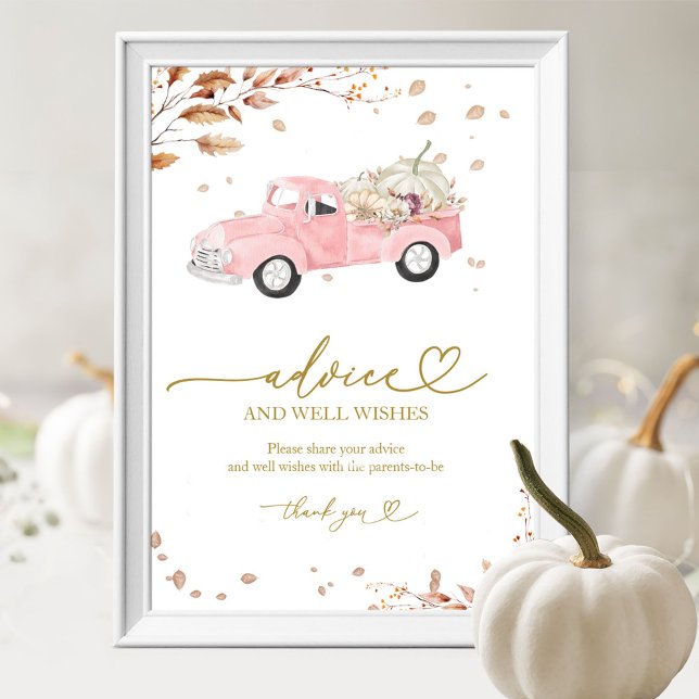 Poster Citrouille Fall Girl Baby shower Conseils & Voeux  (Créateur téléchargé)