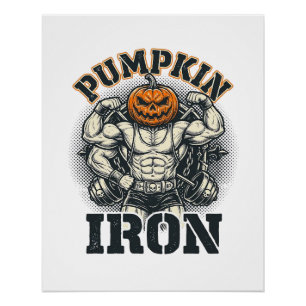 Poster Citrouille Fer Vintage Bodybuilding Design Hallowe