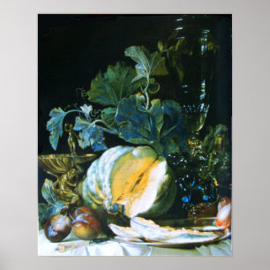 POSTER CITROUILLE, FRUITS ET VERRERIE