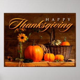 Poster Citrouille gentil de Thanksgiving