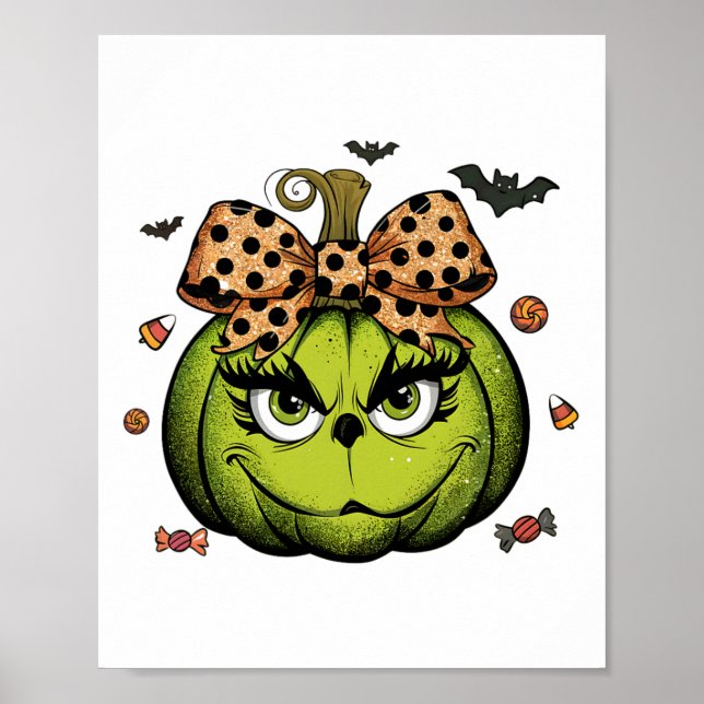 Poster Citrouille Grinc Coquette Citrouille Halloween Éff (Devant)