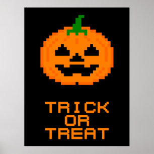 Poster Citrouille HALLOWEEN - TRICK OU TRAITEMENT