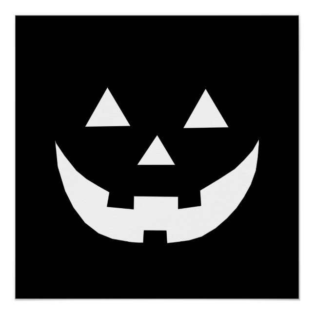 Poster Citrouille Jack-o'-lantern noir blanc Halloween (Devant)