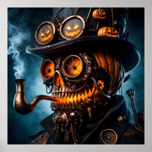 Poster Citrouille Jack-O-Lantern Steampunk Gothique Hallo