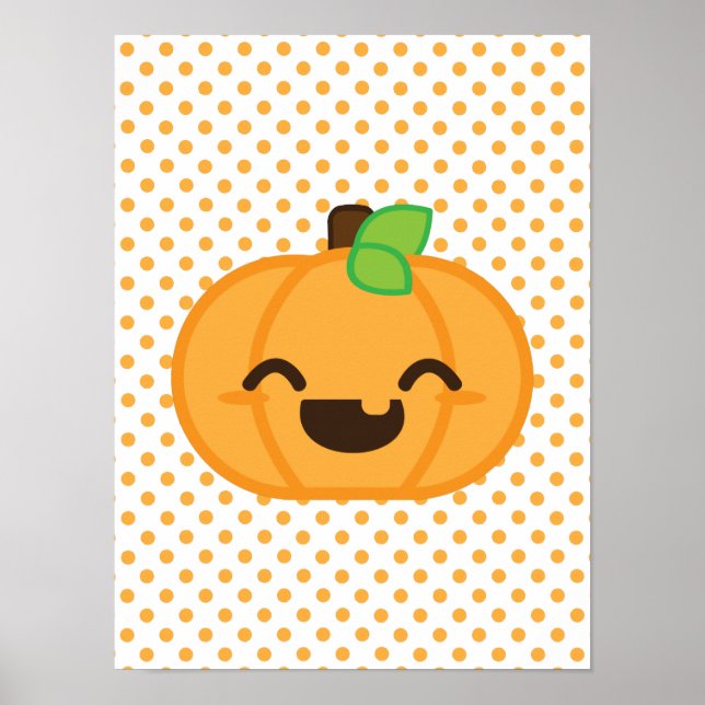 Poster Citrouille Kawaii Jack-o'-lantern Imprimer (Devant)