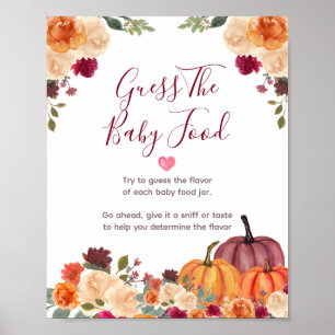 Poster Citrouille orange brûlé Floral Guess the Baby Food