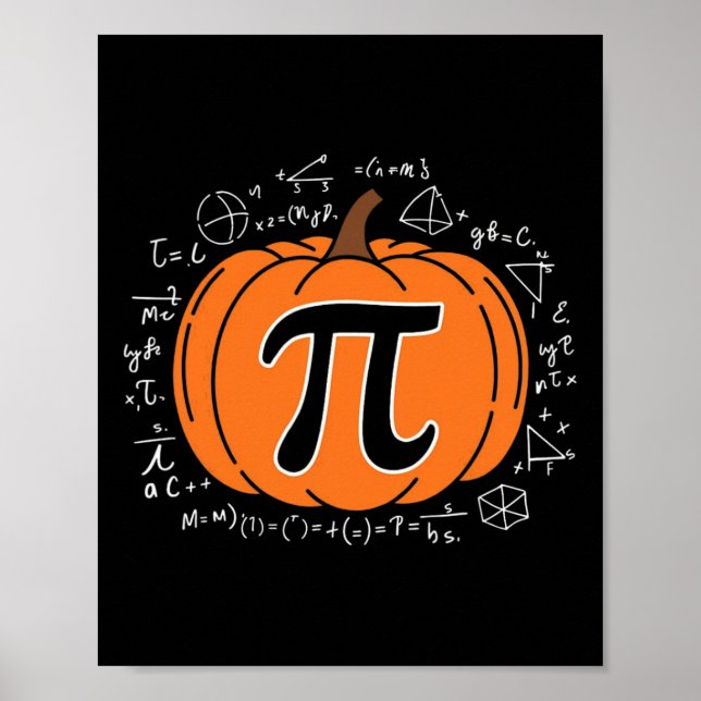 Poster Citrouille Pi Pie Math Enseignant Funny Halloween  (Devant)