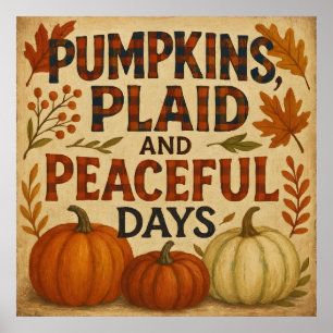 Poster Citrouille, Plaid & Jours paisibles - Cosy Post d'