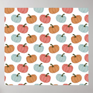 Poster Citrouille rétro Thanksgiving Motif sans couture