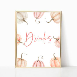 Poster Citrouille rose blanc Automne Automne Boissons Sig