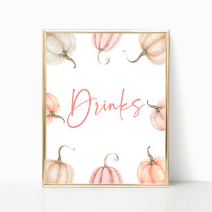 Poster Citrouille rose blanc Automne Automne Boissons Sig