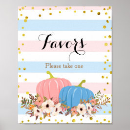 Poster Citrouille rose et bleu - Baby shower Favoriser Si