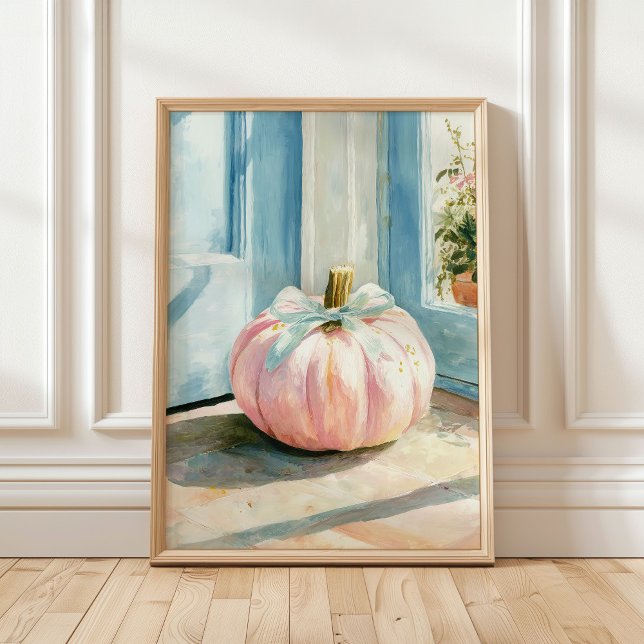 Poster Citrouille Rose Pastel d'Automne avec Ruban (Créateur téléchargé)