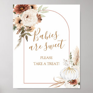 Poster Citrouille Rustic Boho Fall In love Les bébés sont