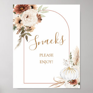 Poster Citrouille Rustic Boho Fall In Love Snacks Sign