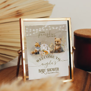 Poster Citrouille Rustic Fall Baby shower bienvenue