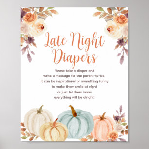Poster Citrouille Rustique Floral Diapositives de nuit Si