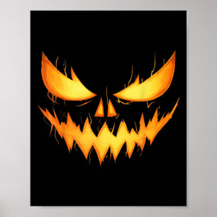 Poster Citrouille sculptée visage de Jack O Lantern Hallo