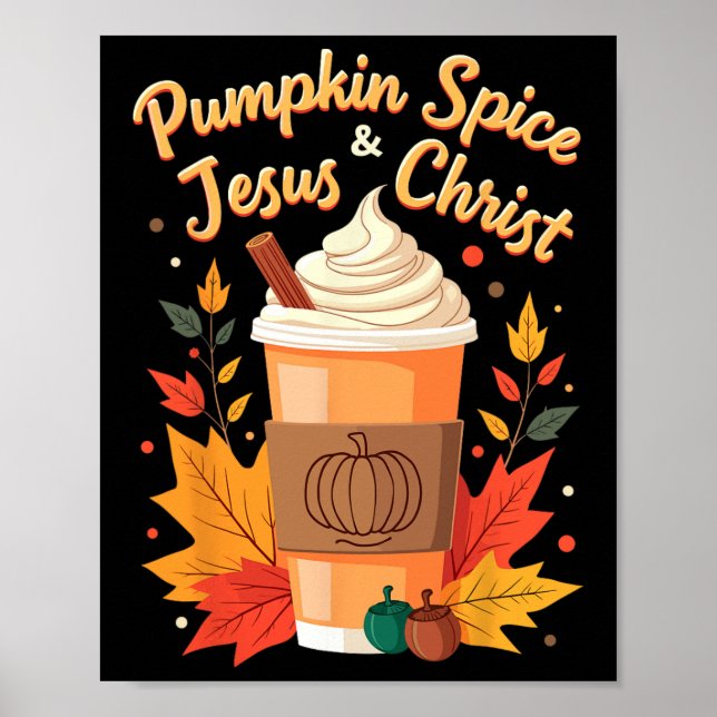 Poster Citrouille Spice Et Jésus Christ Christian Thanksg (Devant)
