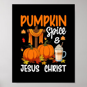Poster Citrouille Spice Et Jésus-Christ Noël chrétien d'a
