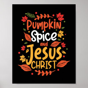 Poster Citrouille Spice Et Jésus Christ Thanksgiving T-Sh