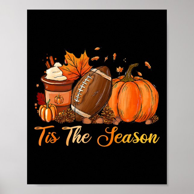 Poster Citrouille Spice Football C'Est La Saison Automne  (Devant)