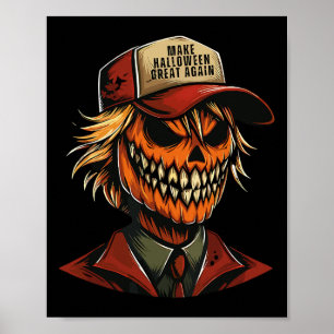 Poster Citrouille squelette drôle de Trumpkin rend Hallow