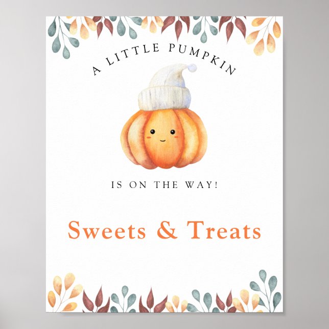 Poster Citrouille Sucres et gâteries baby shower (Devant)