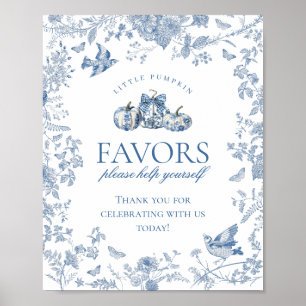 Poster Citrouille Toile Bleue Fleurs Faveurs Panneau de D
