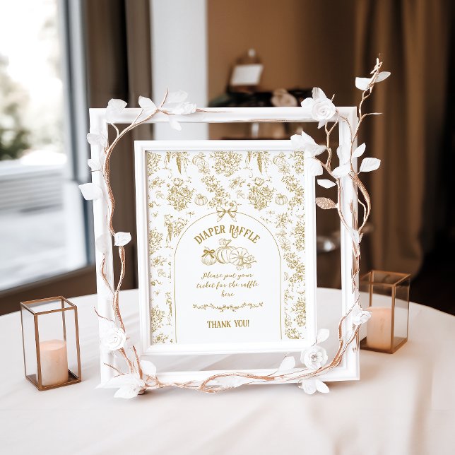 Poster Citrouille Toile Floral Neutral Baby shower couche (Créateur téléchargé)