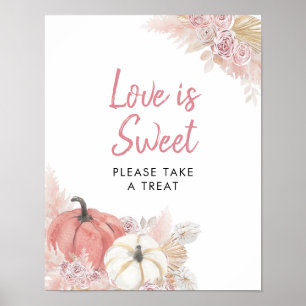 Poster Citrouille Tombe Amoureuse Bohème Rose L'amour est