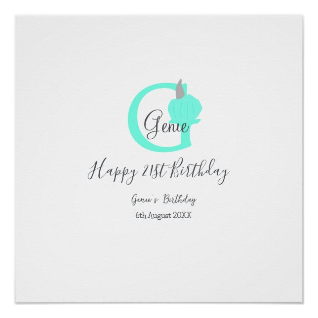 Poster Citrouille vert automne anniversaire 21e pastel gr (Devant)