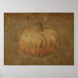 Poster Citrouille Vintage Antique Orange Automne Texture