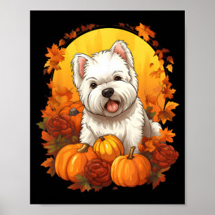 Poster Citrouille Westie Chien Halloween Thanksgiving
