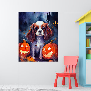 Poster Citrouilles Cavalier King Charles Spaniel Hallowee