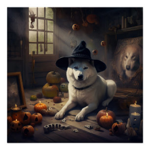 Poster Citrouilles d'Akita Halloween Épouvantables