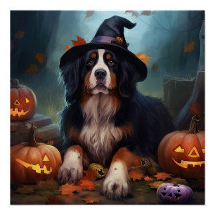 Poster Citrouilles d'Halloween effrayantes des montagnes