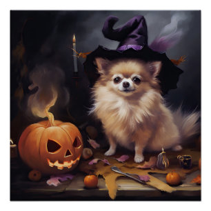 Poster Citrouilles effrayantes d'Halloween des Pomeranian