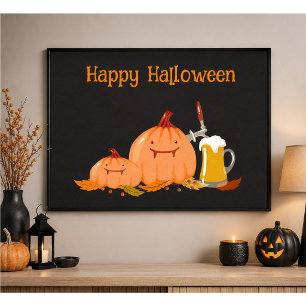 Poster Citrouilles et bières personnalisées pour un joyeu