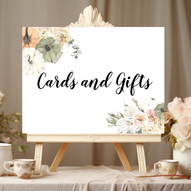 Poster Citrouilles et fleurs d'aquarelle modernes (Créateur téléchargé)