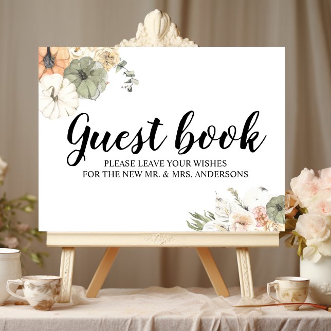 Poster Citrouilles et fleurs d'aquarelle modernes (Créateur téléchargé)