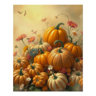 Poster Citrouilles Florales Douces