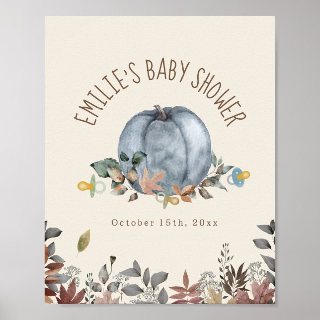 Poster Citrouilles & Pacificateurs Baby shower de garçon  (Devant)