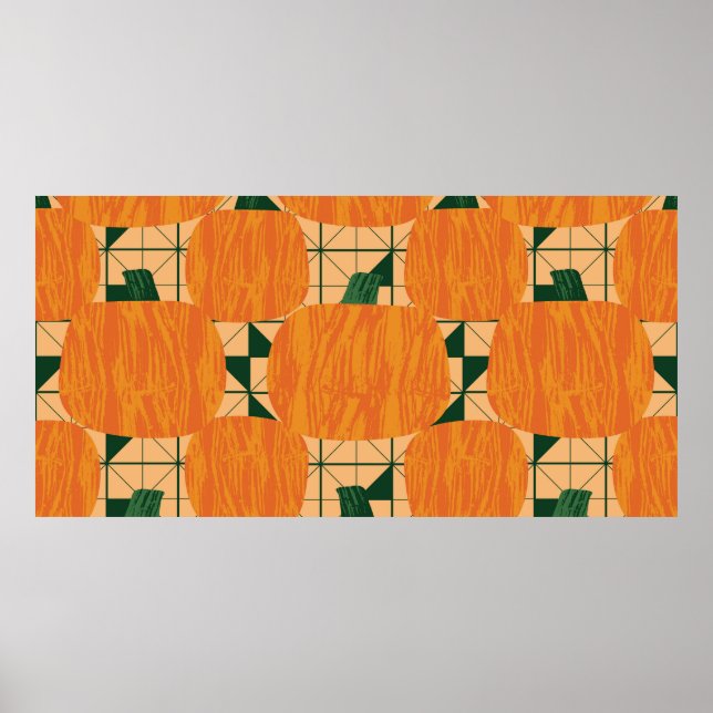 Poster Citrouilles sur triangle géométrique arrière - pla (Devant)