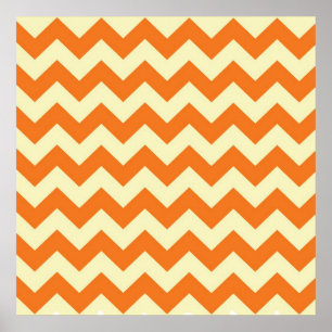Poster Citrus à la crème orange Chevron ZigZag Cadeaux