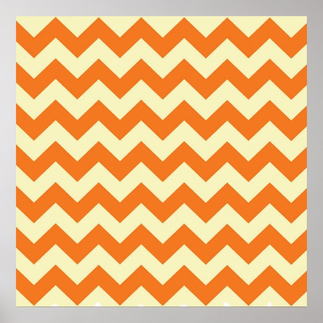 Poster Citrus à la crème orange Chevron ZigZag Cadeaux (Devant)