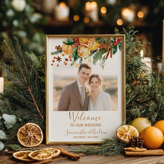 Poster Citrus Christmas winter wedding welcome (Citrus Christmas winter wedding welcome Poster)