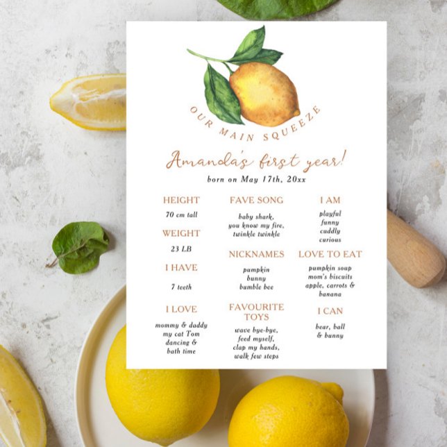 Poster Citrus citron Premier anniversaire Jalon Anniversa (Créateur téléchargé)